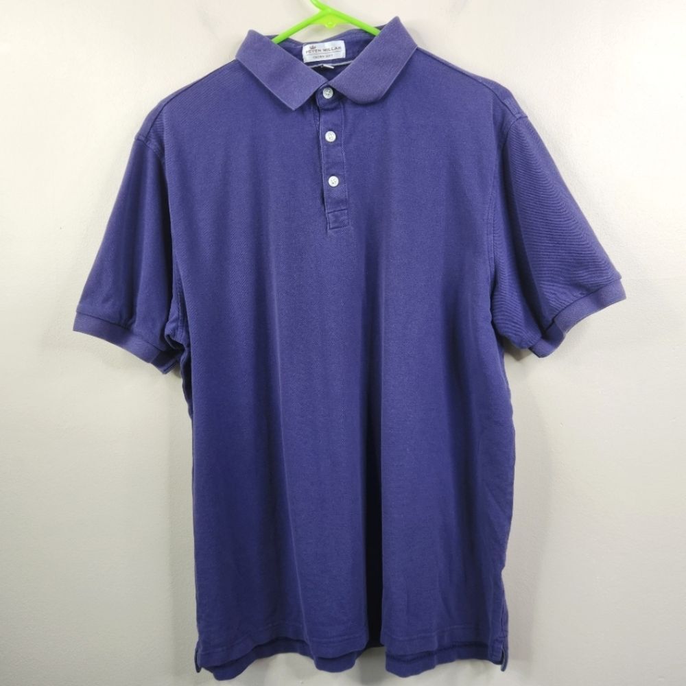 Peter Millar Crown Soft Pima Cotton Silk Blend Short Sleeve Polo Shirt Large